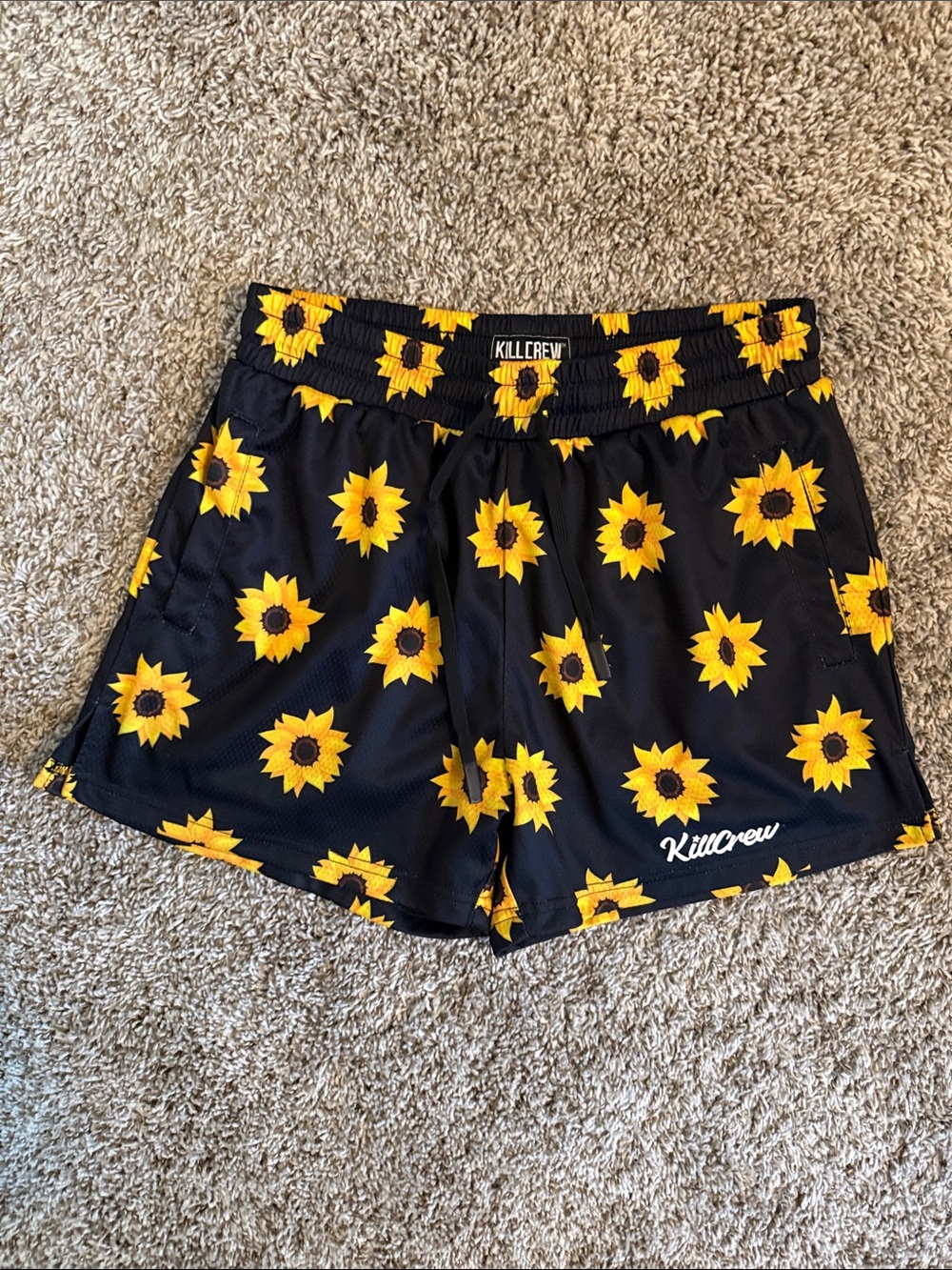 Kill Crew ‘MUAY THAI SHORTS (MID THIGH CUT) SUNFLOWER-BLACK’